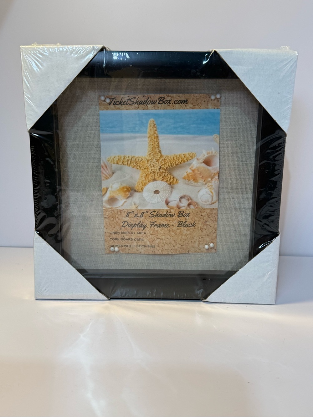 Ticket shadow box Black trim Linen 8” x8” Shadow Box display Frame new